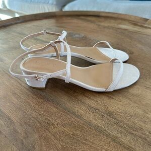 Loft Womens Dressy Sandals Open Toe Block Heel Ankle Strap Leather White Size 7M